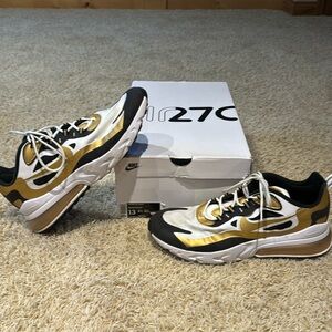 Nike Air Max 270 React White Metallic Gold. Used with Box. Worn only a few times